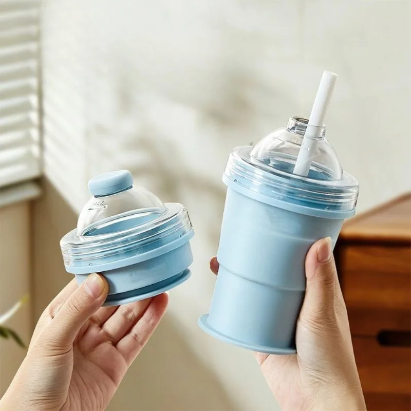 2-in-1-Eisballenbereiter, zusammenklappbarer Trinkbecher, auslaufsicherer, faltbarer Becher für kalte Getränke und unterwegs, aus lebensmittelechtem Silikon