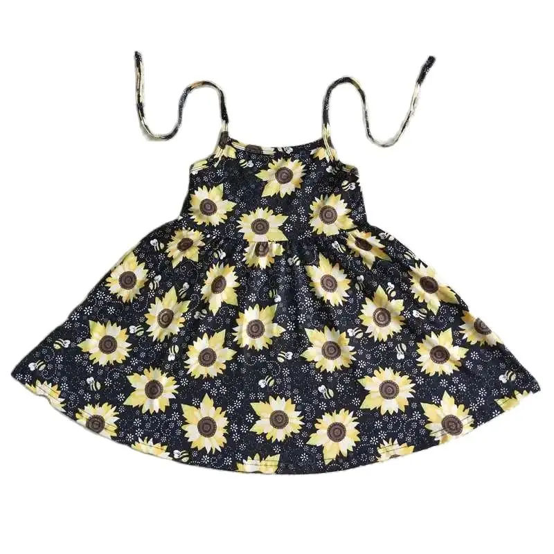 

Infant Toddlers Baby Girl's Halt Twirly Dress Sunflower Kids Clothing Clothes Children Boutiques For Little Girl Summer Dresses