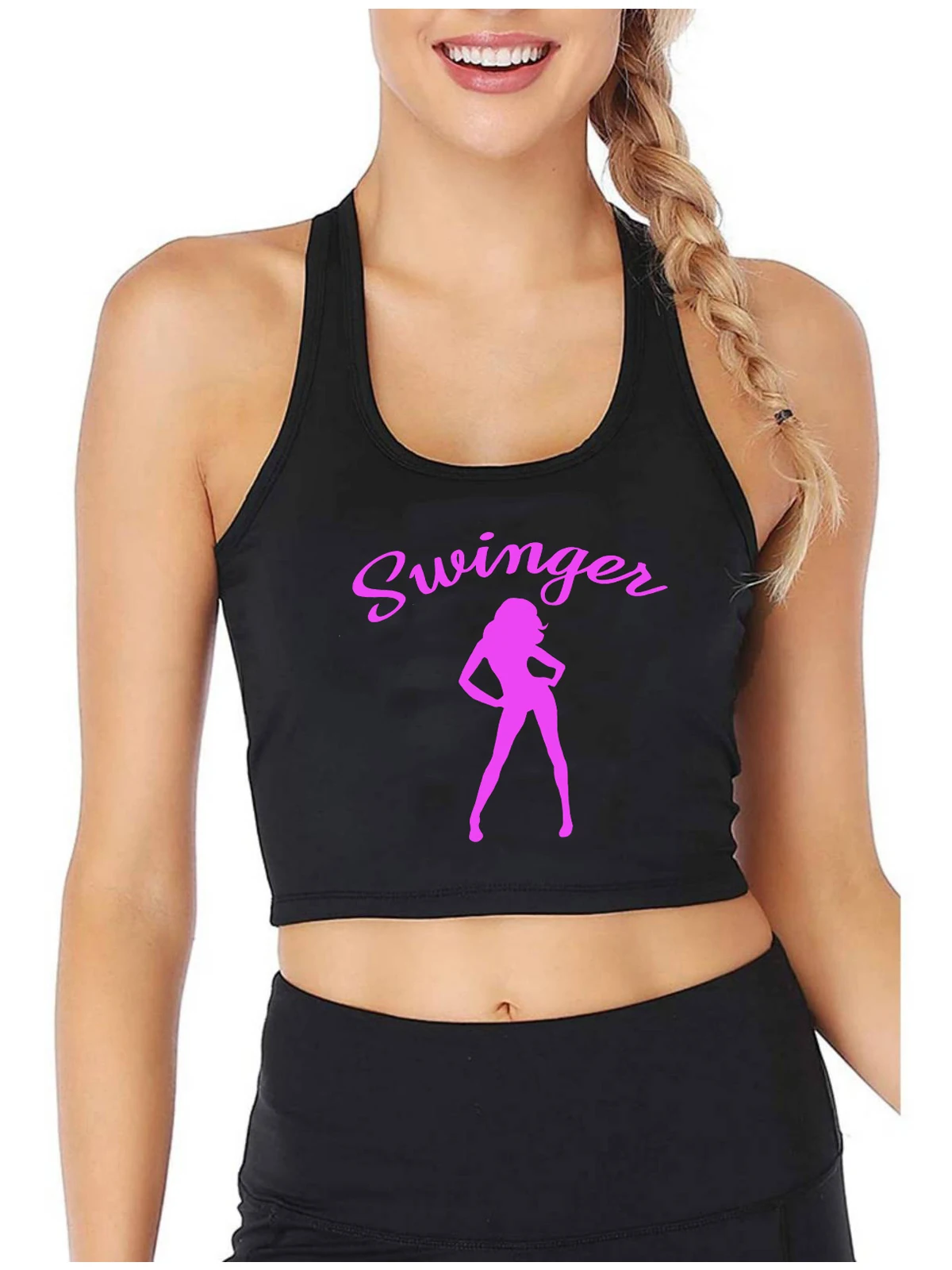 

Swing Both Ways Design Cotton Sexy Slim Fit Crop Top Hotwife Humor Fun Flirtation Tank Tops Swinger Naughty Training Camisole