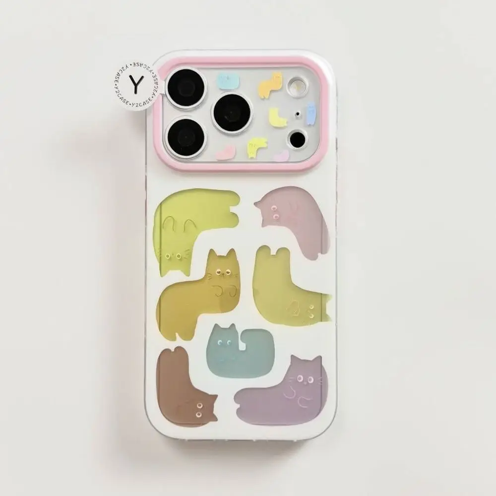 New Halloween INS Color Hollow Out Kitten Phone Case For iPhone 18 17 Air 16Pro Max 15 14 Plus 13 12 11Pro Clear Soft Back Cover