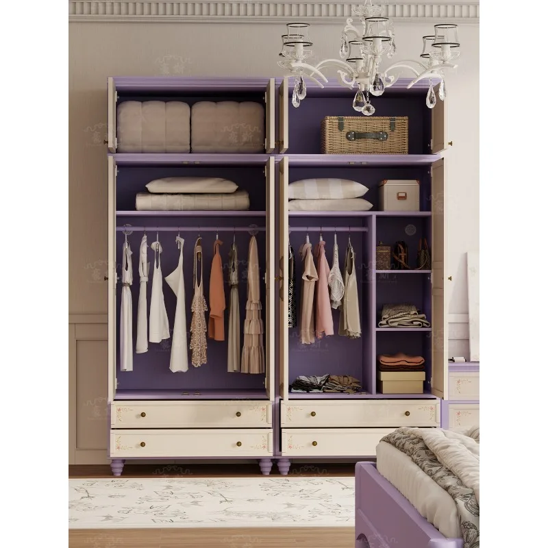 Free combination wardrobe, taro purple all hand-painted storage cabinet