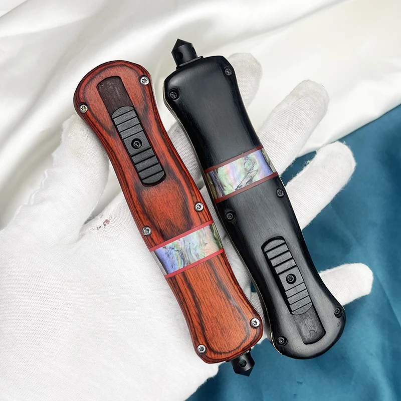 

BM 3300 OTF Knives TechKnife 440C Steel wooD Handle EDc camping survival Pocket knives Outdoor tools