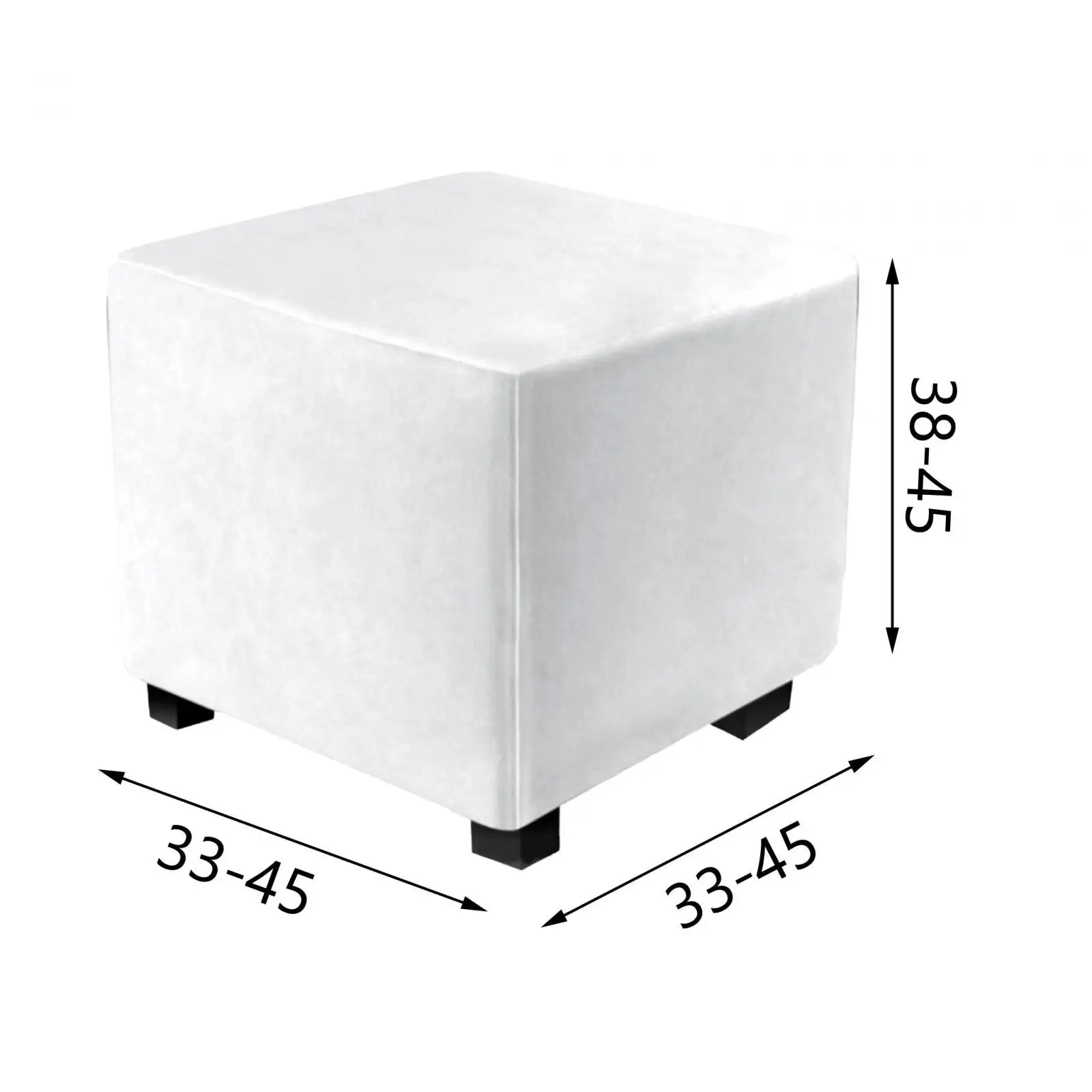 Soft Velvet Square Ottoman Cover Stretch Foot Stool Protector Slipcover with Elastic Bottom for Living Room Furniture