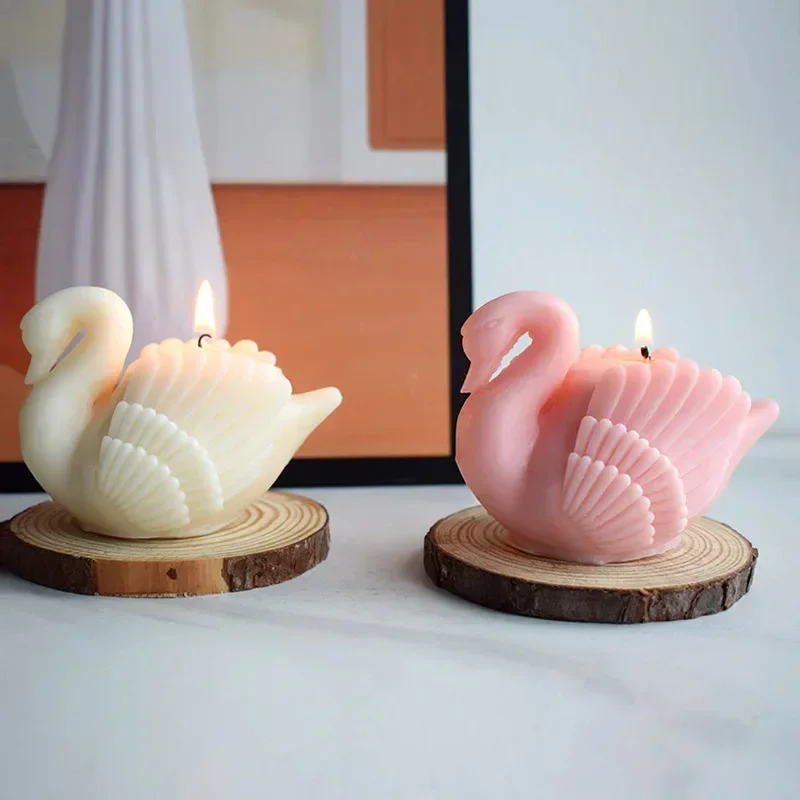 Swan Shape Scented Candle Silicone Mold Diy White Swan Mousse Cake Molds Plaster Ornament Making Mould