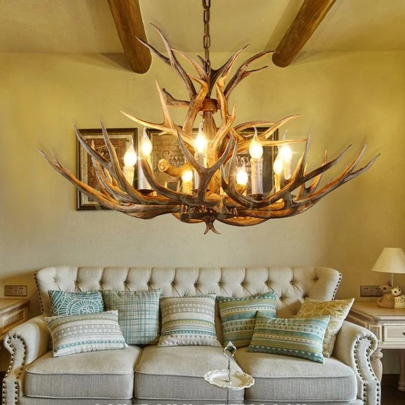 

American retro antlers chandelier creative personality branch living room tea restaurant bar bed and breakfast tent decoration