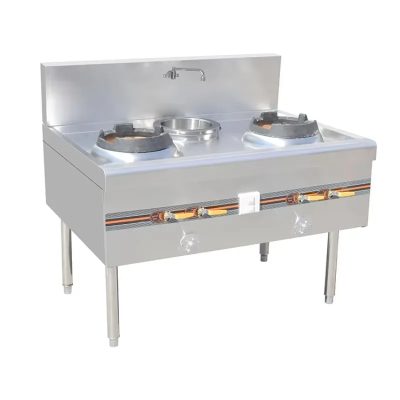 Gas Frying Stove Gas Cooking Cooktop Stove with Boilers Commercial Kitchen Restaurant Spare Parts Provided 220V Fan 100 2000pa