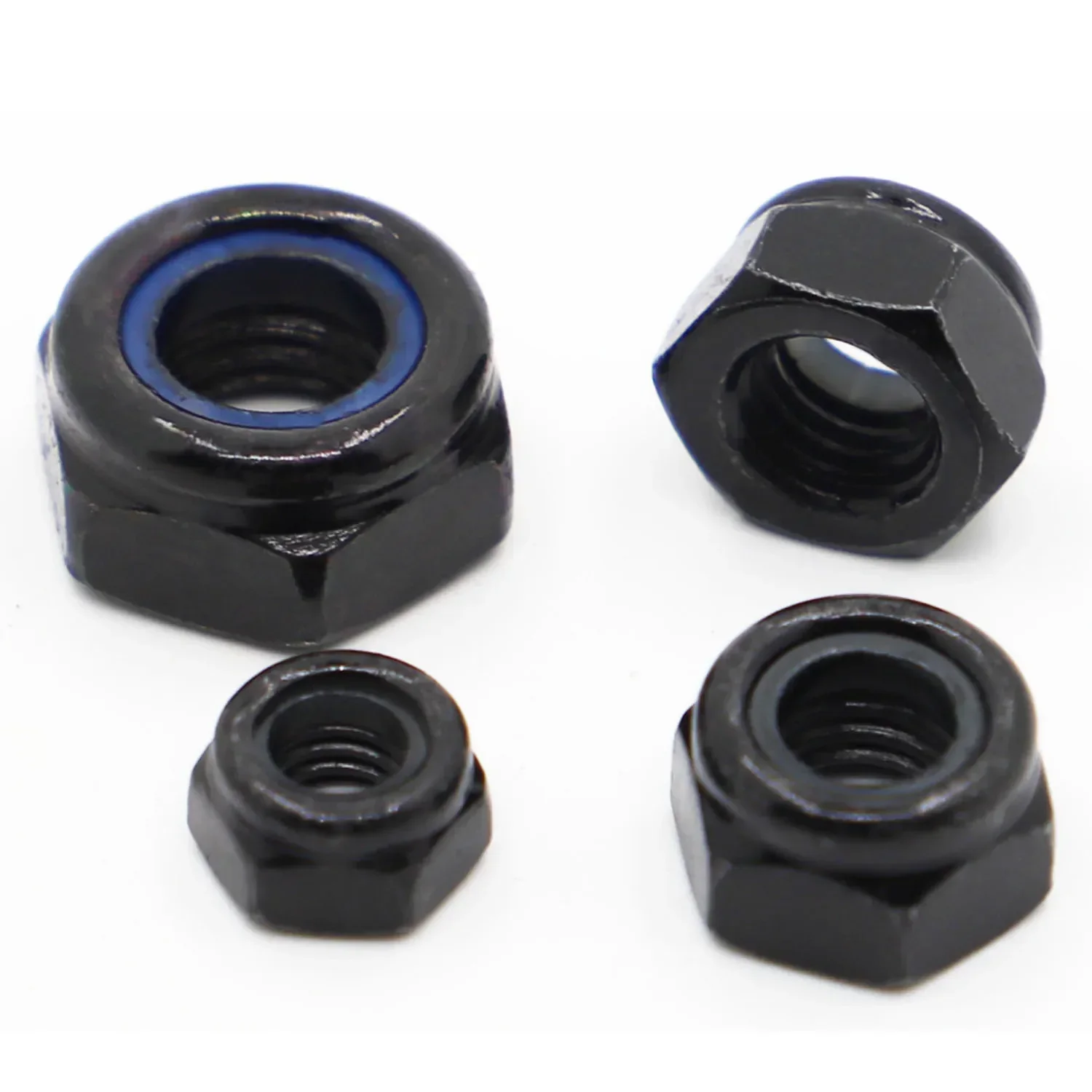 DIN985 M2 M2.5 M3 M4 M5 M6 M8 M10 M12 M16 Black Carbon Steel  Nylon Self-locking Hex Nuts Locknut Slip Lock Nut