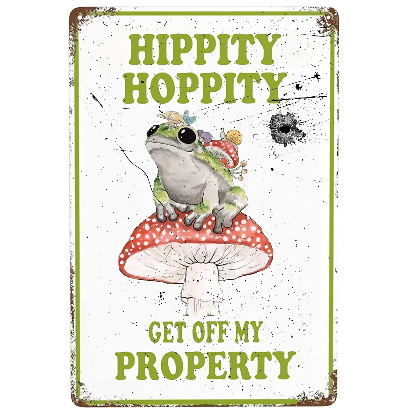 Hippity Hoppity Get Of My Property Sign Room Sign Funny Bedroom Door Decor Retro Frogs Mushroom Wall Decorations Vintage Metal T