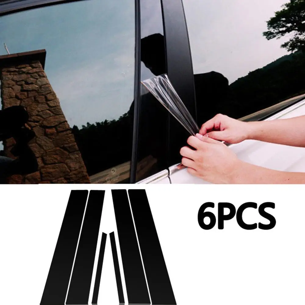 6 Pcs Center BC Column Stickers For Honda Civic 2006-11 Mirror Effect Window Pillar Posts Cover Trim Car External Accessories