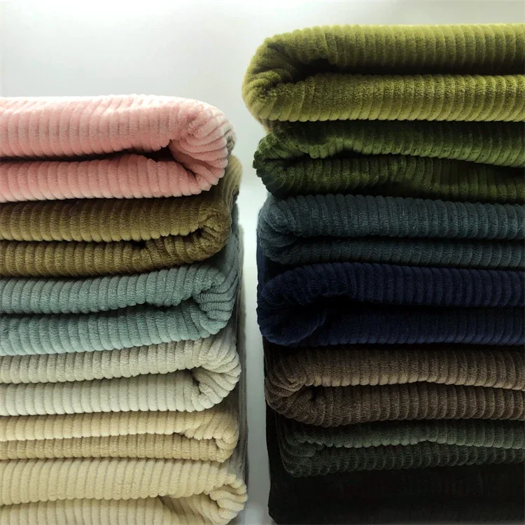 Plain 100% Cotton Corduroy Fabric By Meters for Skirts Pants Dresses Sewing Retro Style Striped Pattern Soft Cloth Skin-friendly