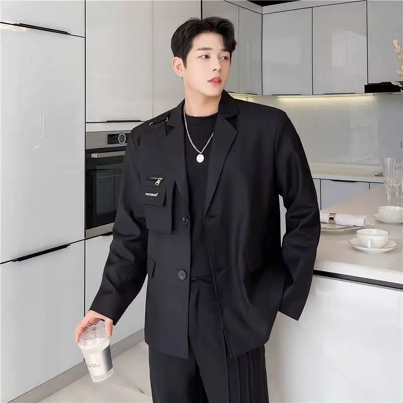 WVGA Spring New Men Tide Personality Design Multi-layered Trendy Blazer Niche Chic Casual Turn-Down Collar Suit Coats Ins W19513