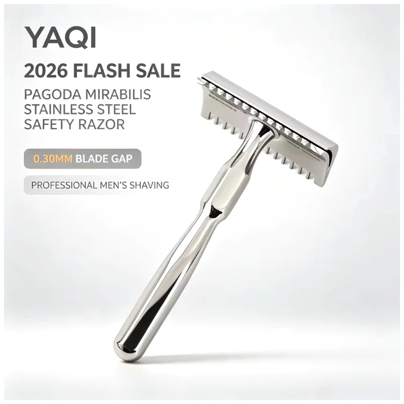 YAQI PAGODA MIRABILIS Stainless Steel Wet Shave Tools Men Shaving Products Safety Razor - 0.30mm Blade gap for Men Shaving