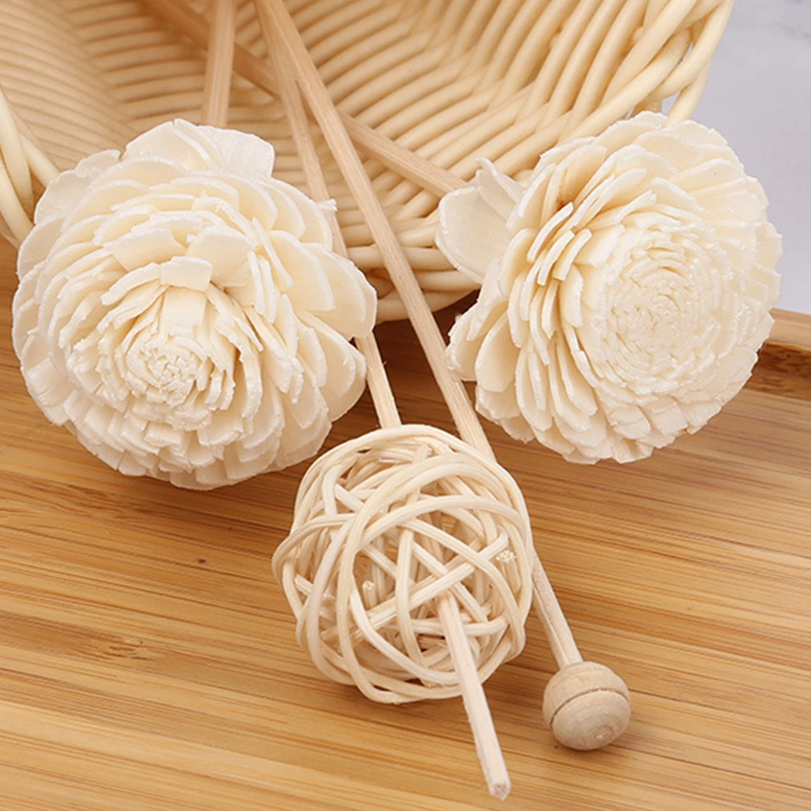 

10 Pcs Dried Flowers Diffuser Sticks Natural Rattan Aromatherapy Decor Household Flower Shape Kitchen Bedroom Living Room Aroma