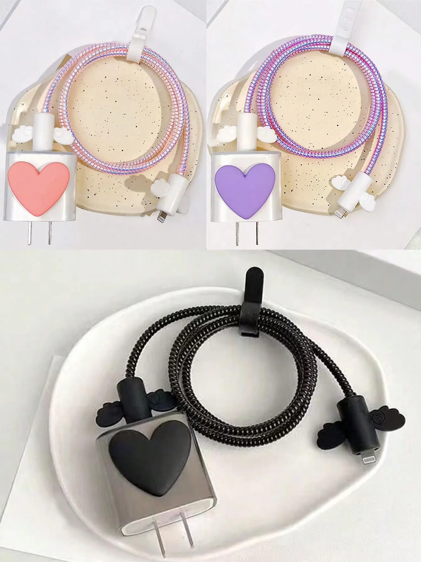Cable Organizer and Charger Protective Case for 20W, Heart-Shaped Cable Organizer.