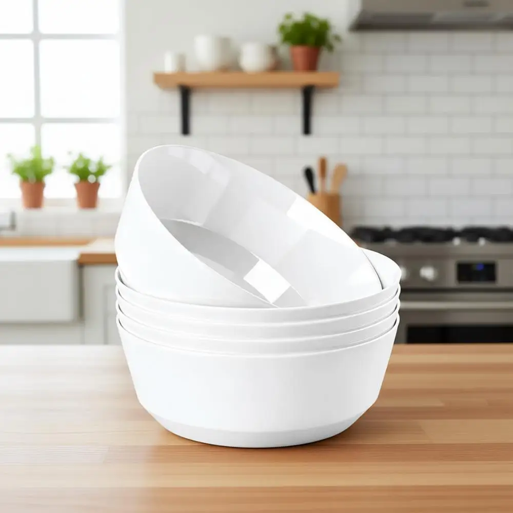 

Набор из 8 прочных одноразовых белых мисок объемом 128 унций для вечеринок, закусок, салатов и многого другого