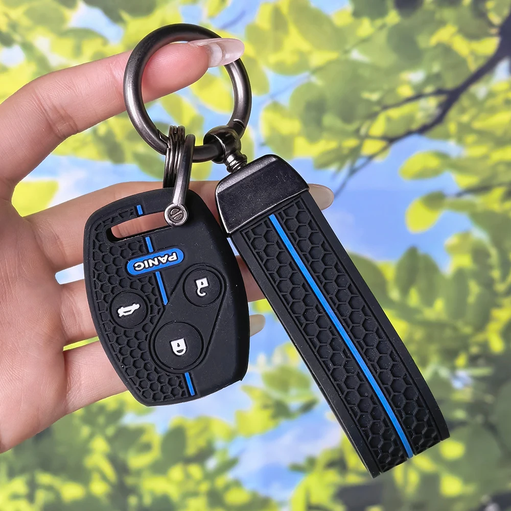 Non-slip Honeycomb Silicone Remote Key Case with Keychain For Honda Civic Accord Fit CRV Jazz SRV FRV Pilot