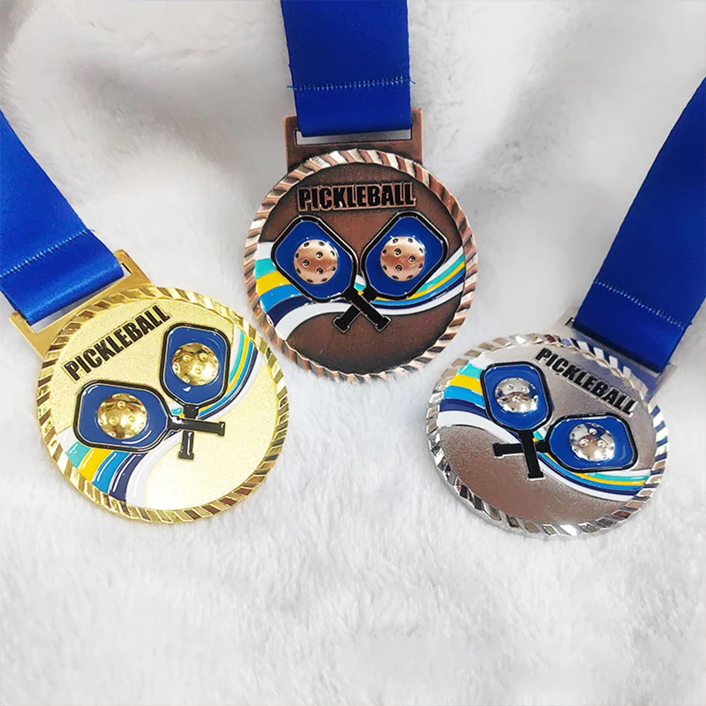 6.8cm Pickleball Medal Sports Medals with Neck Ribbon Metal Winner Medals Pickleball Award Medals for Game Party Activities