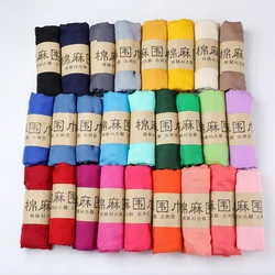 Fashion Women Men Scarf Cotton Linen Yarn-dyed Scarves Solid Color Long Shawl Autumn Winter Female Headscarf Hijab Black Red