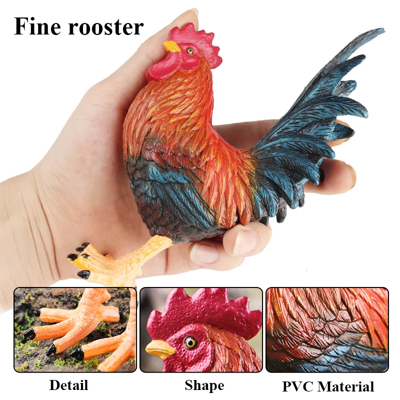 Oenux Lovely Farm Animals Hen Turkey Chook Chicken Cock Action Figure Model Figurines Poultry Miniature Educational PVC Kid Toy