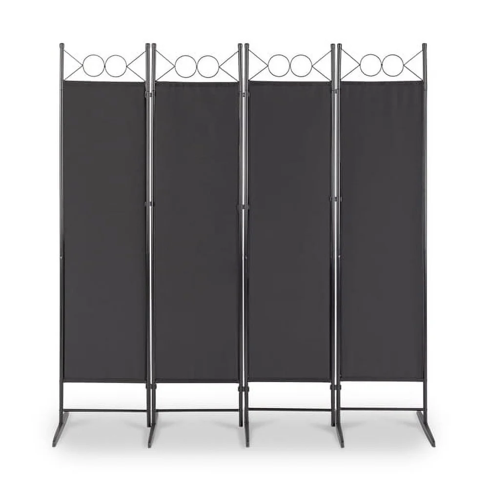 4-Fold Room Divider Screen Privacy Partition 5.74FT Carbon Steel Frame 160g Polyester Cloth Portable Adjustable Design