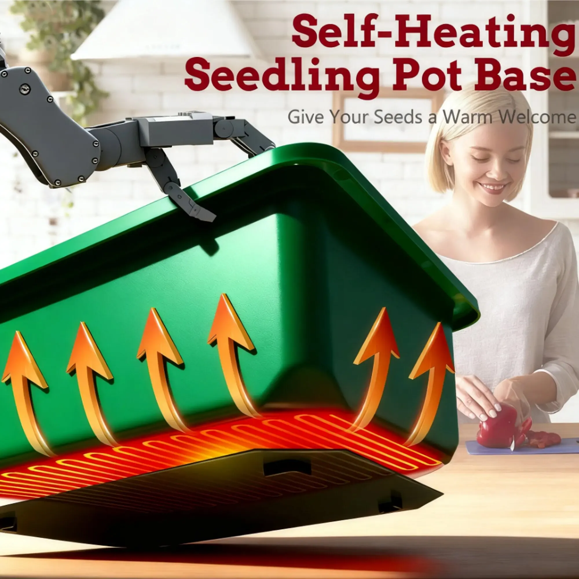 SeHeated 24-Cell Seed Starter Kit with Grow Light and 2 Humidity Domes, Plant Starter Trays Mini Greenhouse Germinator