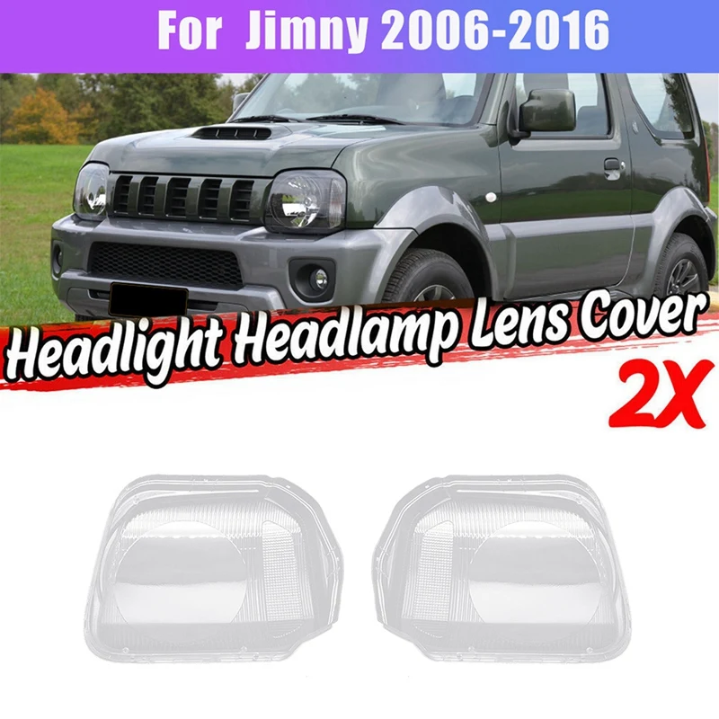 Pair Left+Right for Suzuki Jimny 2006-2016 Car Headlight Lens Cover Headlight Lampshade Front Light Shell Cover