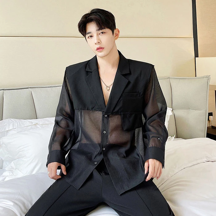 Original  Sun Protection Ogees See through Transparent Mesh Shoulder Pad Men's And Women's Pure Desire Suit Jacket