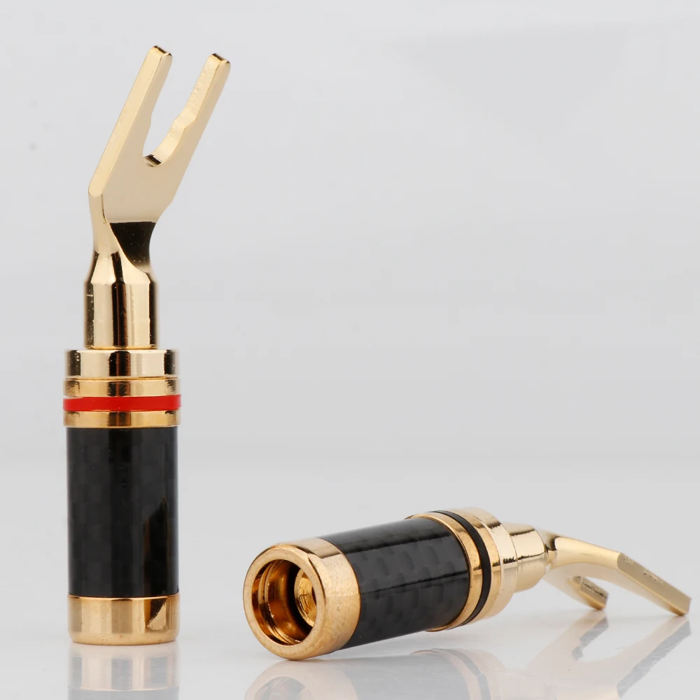 Connecteur de fil de câble de haut-parleur, haute qualité, cuivre pur SY1532, plaqué or 24 carats, vis de verrouillage, prise de bêche, 4 pièces