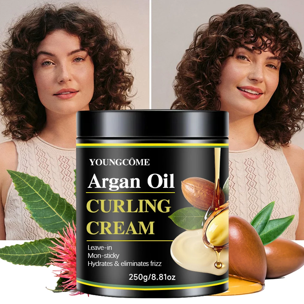 كريم تحديد تجعيد زيت الأركان، كريم تصفيف كريمي خالي من السيليكون لتجعيد الشعر الضيق والضفائر والملفوف وأنماط الغسيل والذهاب #6