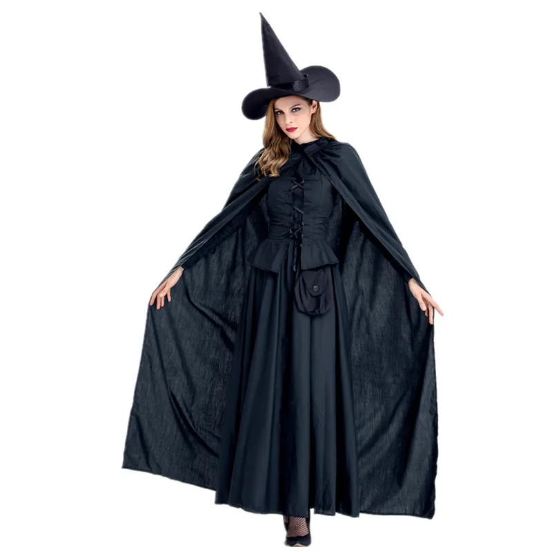 Costume da Halloween per adulti Magic Bla Witch Queen Terror Cosplay Performance Gown Abiti per spettacoli teatrali