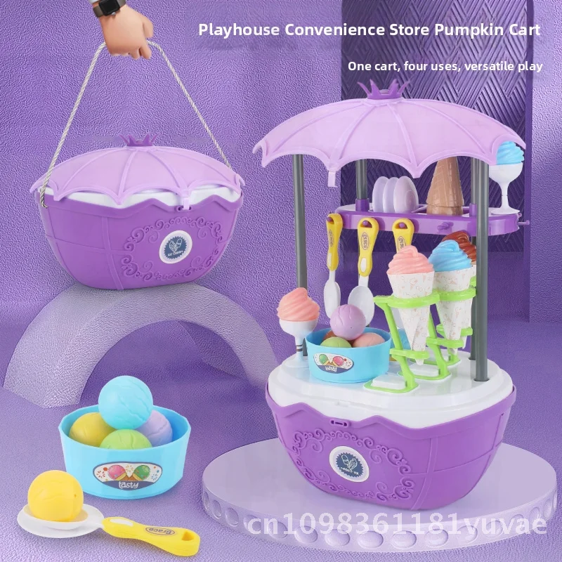 ชุดของเล่นรถขายไอศกรีมสำหรับเด็ก - รถเข็นครัว โต๊ะเครื่องแป้ง ของเล่นคุณหมอสำหรับเด็กผู้หญิง พร้อมขนมจำลอง สำหรับเล่นบทบาทสมมติที่บ้าน