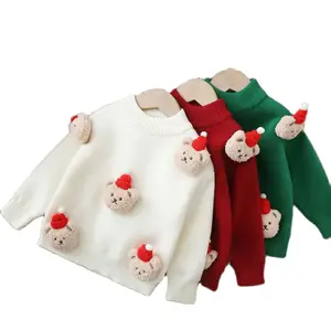 Outono inverno camisola de natal pele criança camisola do bebê da criança cardigan crianças menina menino roupas natal férias ternos outfit 8 principais vendas cardigan natal menino - №3