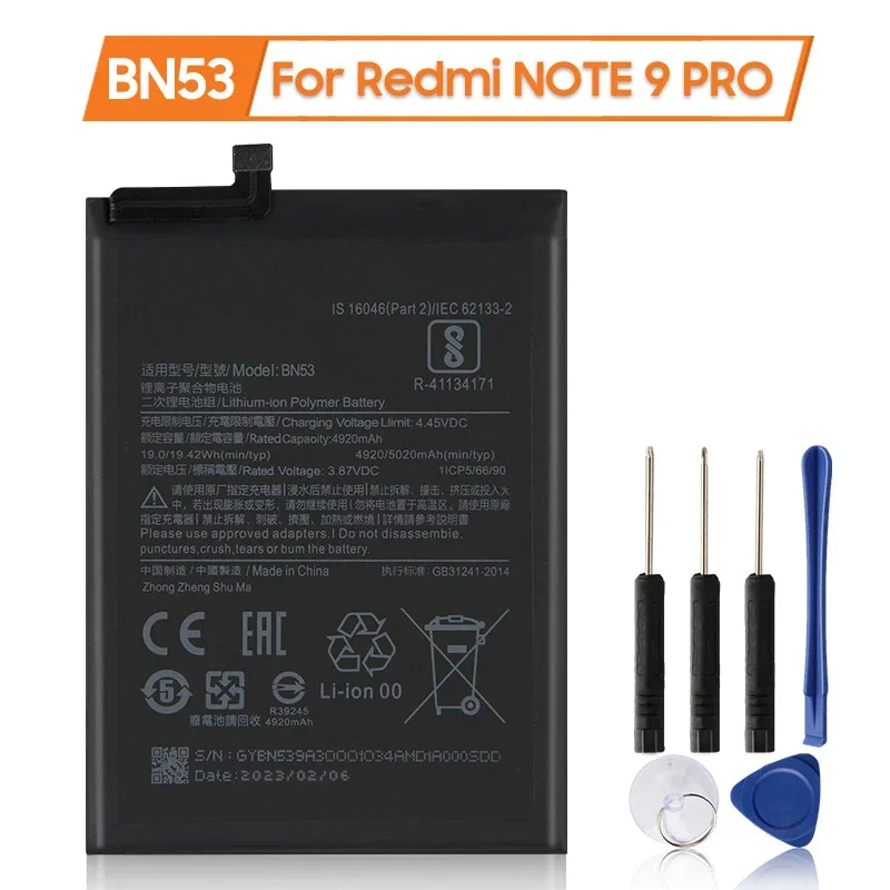 

New Replacement Battery BN53 For Xiaomi Redmi NOTE 9 PRO Phone Battery 5020mAh