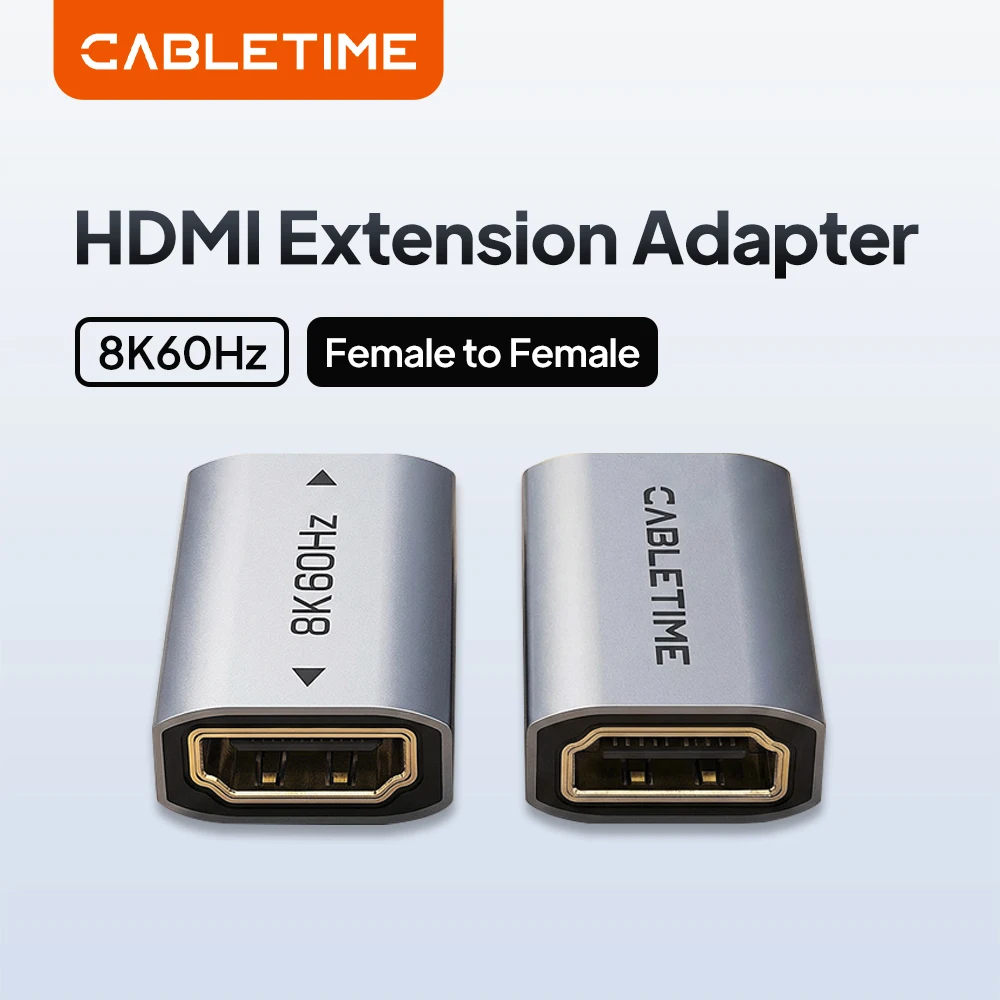 CABLETIME 8K 60HZ HDMI 2.1 Verlängerungsadapter HDMI-Extender Buchse zu Buchse für PS5 Roku HDTV Stick Monitor HD 2.1