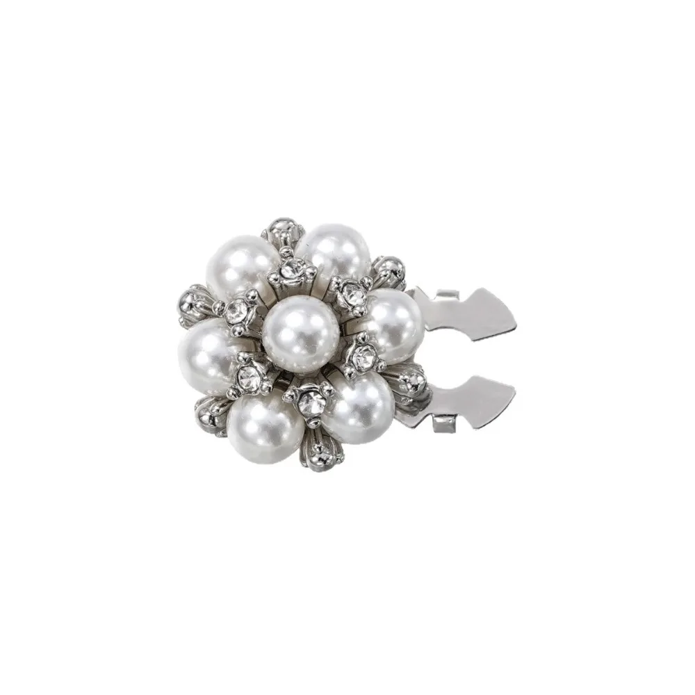 Decorative Detachable Rhinestone Button Covers Golden Silver Flower Shape Crystal Button Covers Clip on Button Shirts