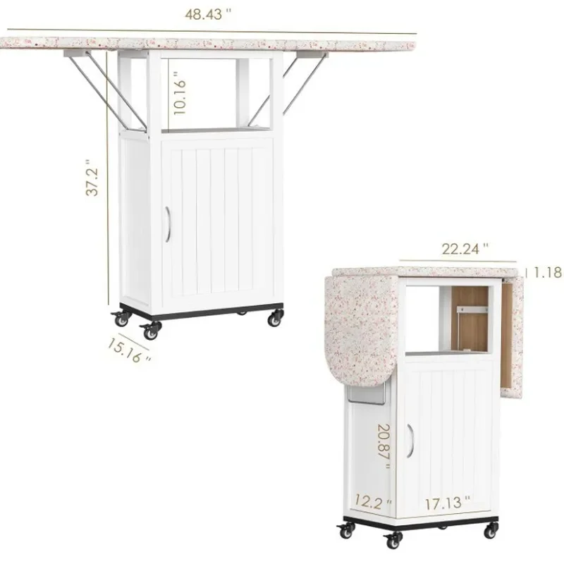 Foldable Ironing Board Cabinet Multi Function Storage Unit FSC Certified Space Saving Furniture for Home Laundry Room