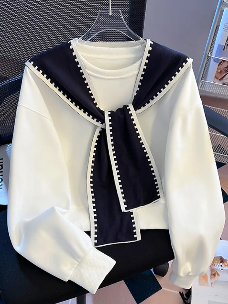 Design originale Lungo Sve rotondo Ne Sciarpa L Felpa con cappuccio da donna Inizio autunno ort Sle Top in fibra elastica in misto cotone