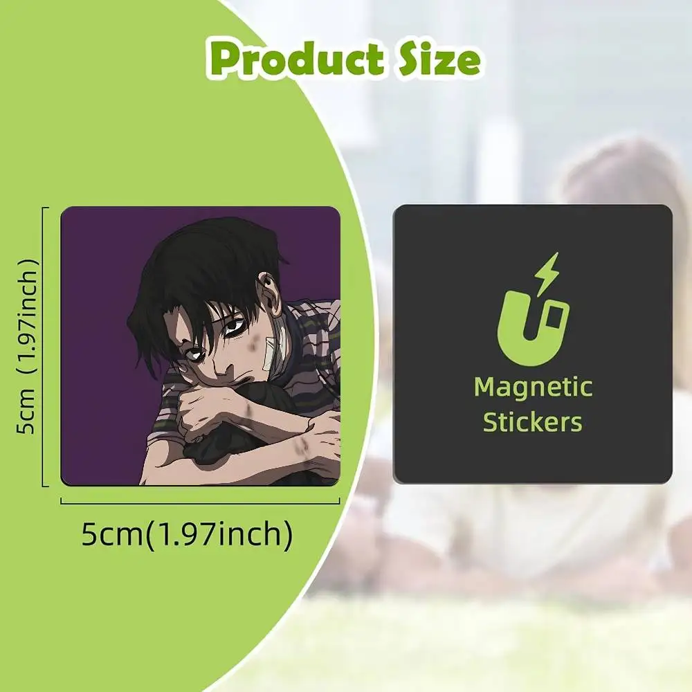 For Killing Stalking Yoonbum Fridge Magnet Personalized Magnetic Durable Plastic Square Picture Surface Fridge Magnets