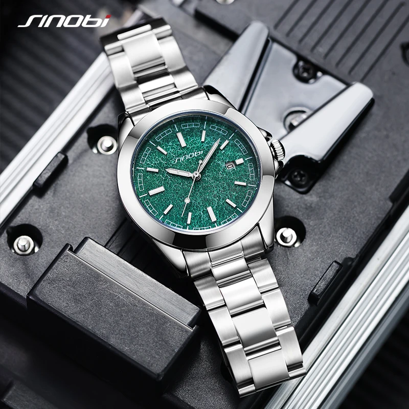 SINOBI Original Design Men\'s Watches Top Luxury Brand Man\'s Quartz Wristwatches Best Gifts Clock for Male Stainless Steel Watch