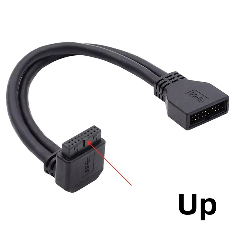 Передняя панель материнской платы USB3.0 20Pin/19Pin удлинитель «папа-мама» 90-градусный высокоскоростной кабель для передачи данных для корпуса настольного ПК