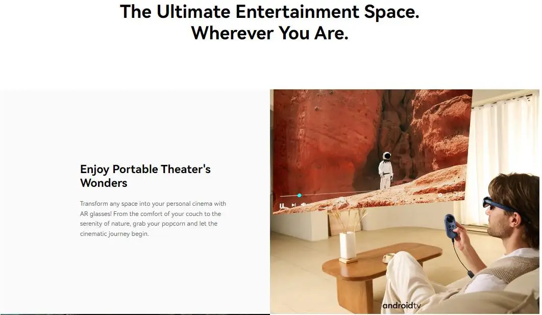 نظارات Rokid Max-Rokid Station الذكية ، تدعم نظام Google ATV ، YouTube ، الفيديو الرئيسي ، الإكسسوار ، الإصدار العالمي/الخارجي