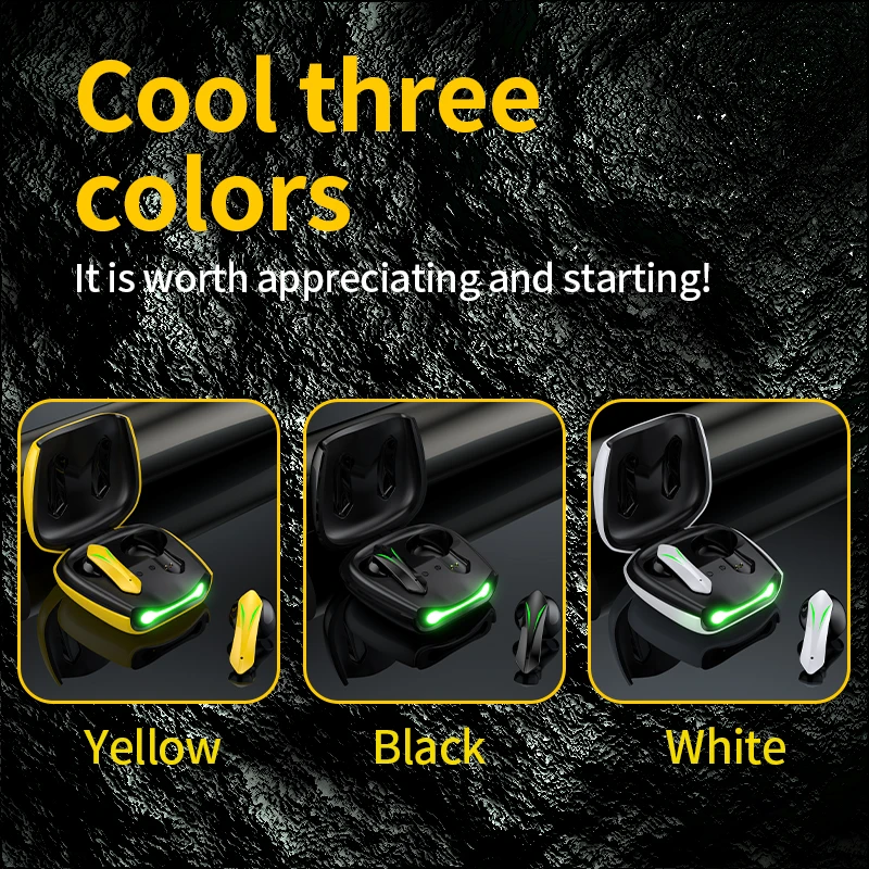 سماعات بلوتوث لاسلكية 5.2 جريئة باللونين الأصفر والأسود سماعات أذن للألعاب شبه داخل الأذن لاسلكية Mecha Stylized #6