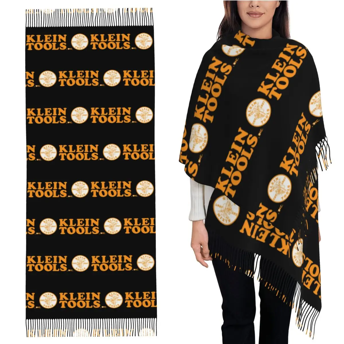 

Klein Tools - Est . 1857 Logo (Orange) Scarf Tassel Scarves for Women Soft Warm Shawls and Wraps Large Fall Winter Shawl Wrap