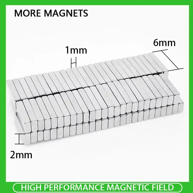 50/100/200/500PCS 6x2x1mm Neodymium Magnet 6mm x 2mm x 1mm N35 Permanent NdFeB Magnet Rare Earth Neodymium Block Magnet