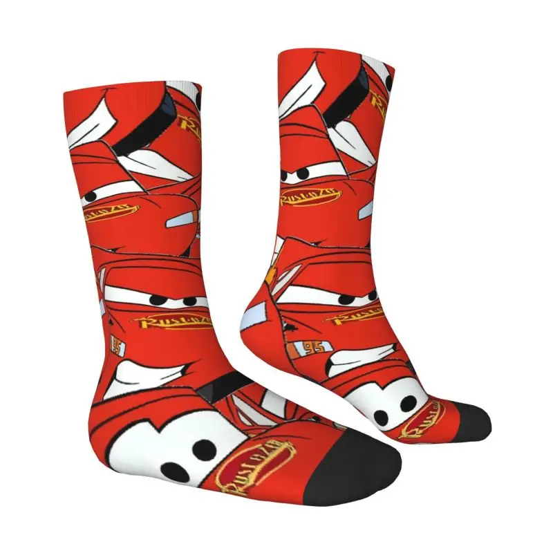 Cool Lightning McQueen Collage Socks Women Men Warm 3D Printed Happy Cars Sports Basketball Socks