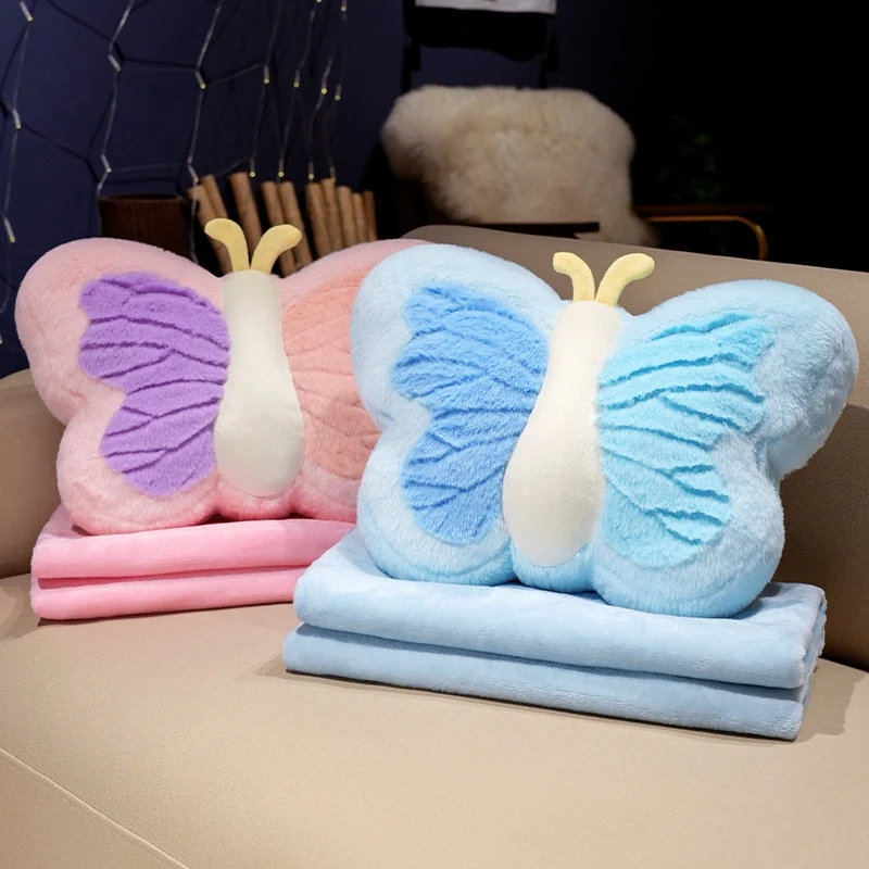 Butterfly Pillow Blanket 2-in-1 Plush Pillow Creative Design Soft, Comfortable, Warm Home Decoration