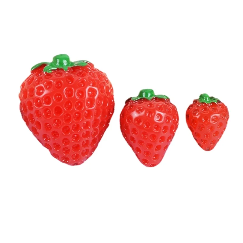 10Pcs Cartoon Simulation Fruit Strawberry Resin Flatbacks Scrapbook Material Strawberry Decoration Hair Clip Making Accessories