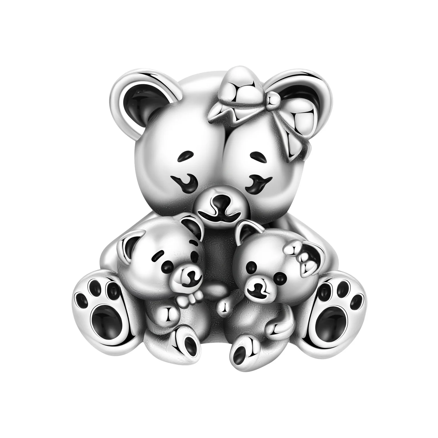 CYCUFF 925 Sterling Silber Anhänger mit kleinem Bären, Mama und Baby, Armbandanhänger, passend für Schmuck, Party, Perlen, DIY, feine Geschenke