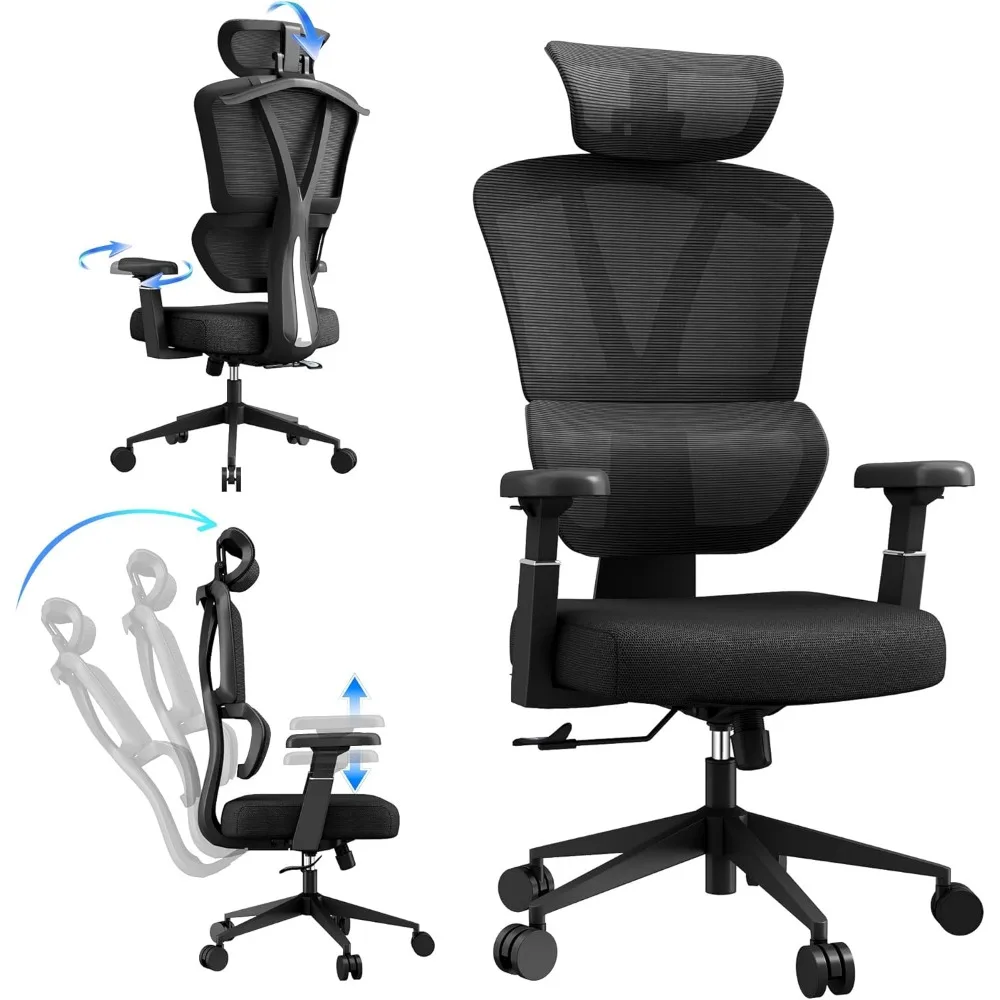 

Ergonomic Office Chair, Most Comfortable Office Chairs, 3D armrest Adjustable Headrest, Waist, Armrest, Tilt Function,Home Offic