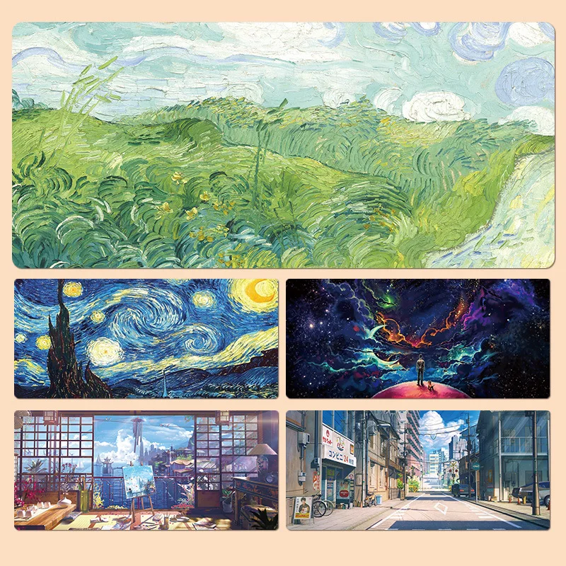 Large Size 1000x500MM XXL Mouse Pad Scenery Neoprene Rubber With Top Fabric Game Mat Artist Table Cover Home Office